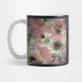 PINK GREY 80S CHINTZ FLORAL DESIGN DECO WATERCOLOUR ART POSTER Mug